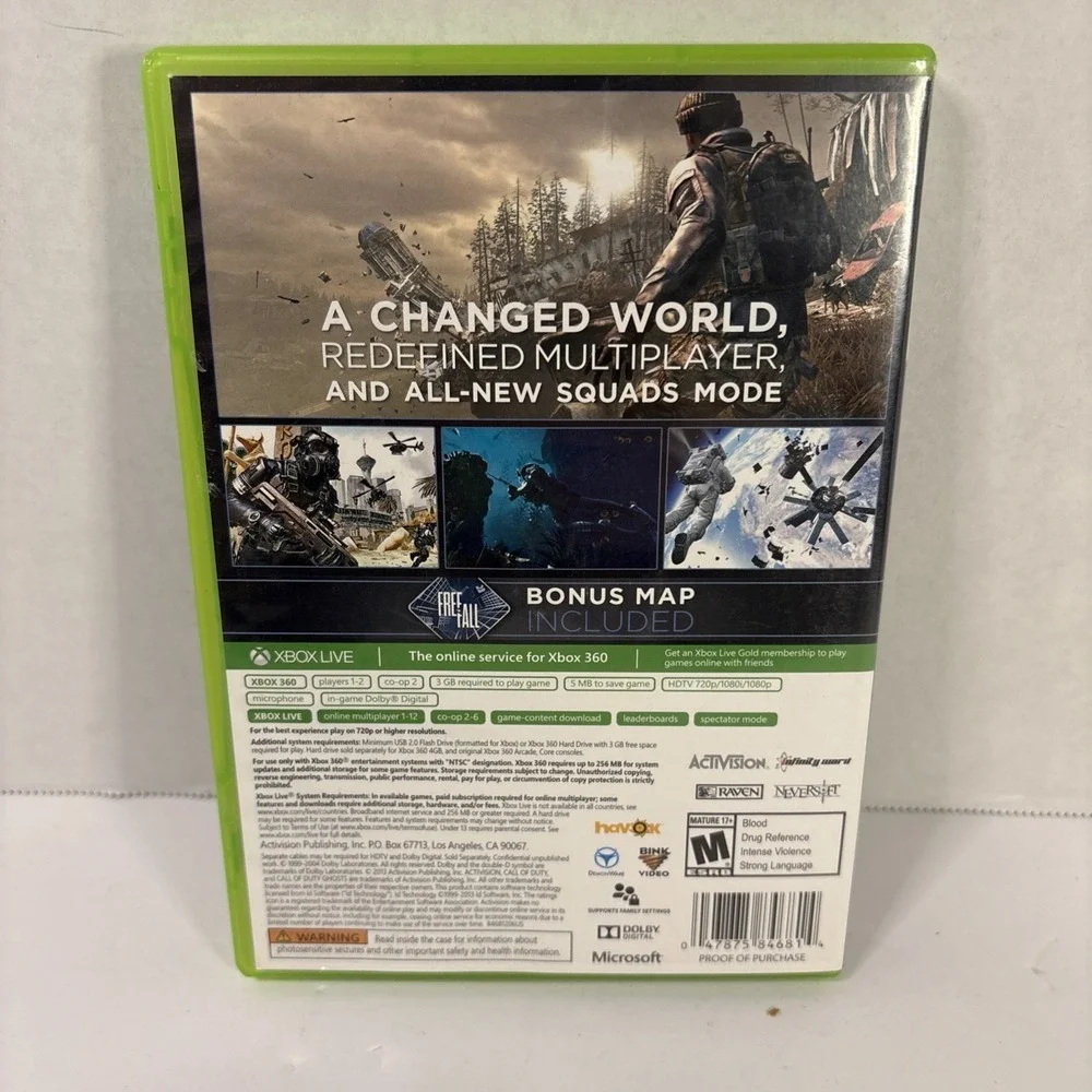Call of Duty Ghosts Xbox 360 2013 Complete Tested
